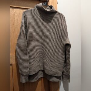 Athleta Taupe Ribbed Turtleneck Sweater